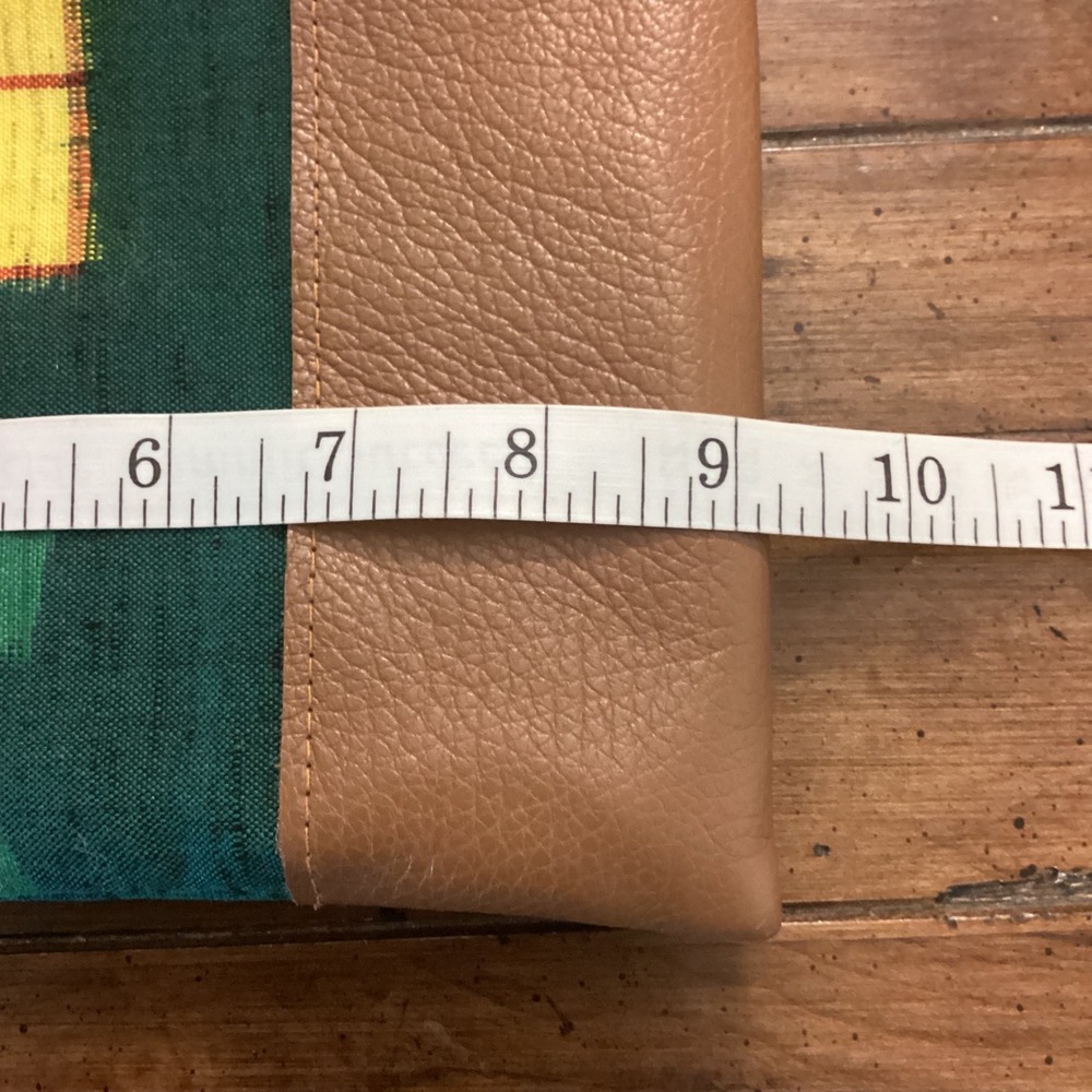 Kiriko Original Oregon Green Kasuri Ikat Woven Textile & Leather Wristlet - Picture 7 of 10